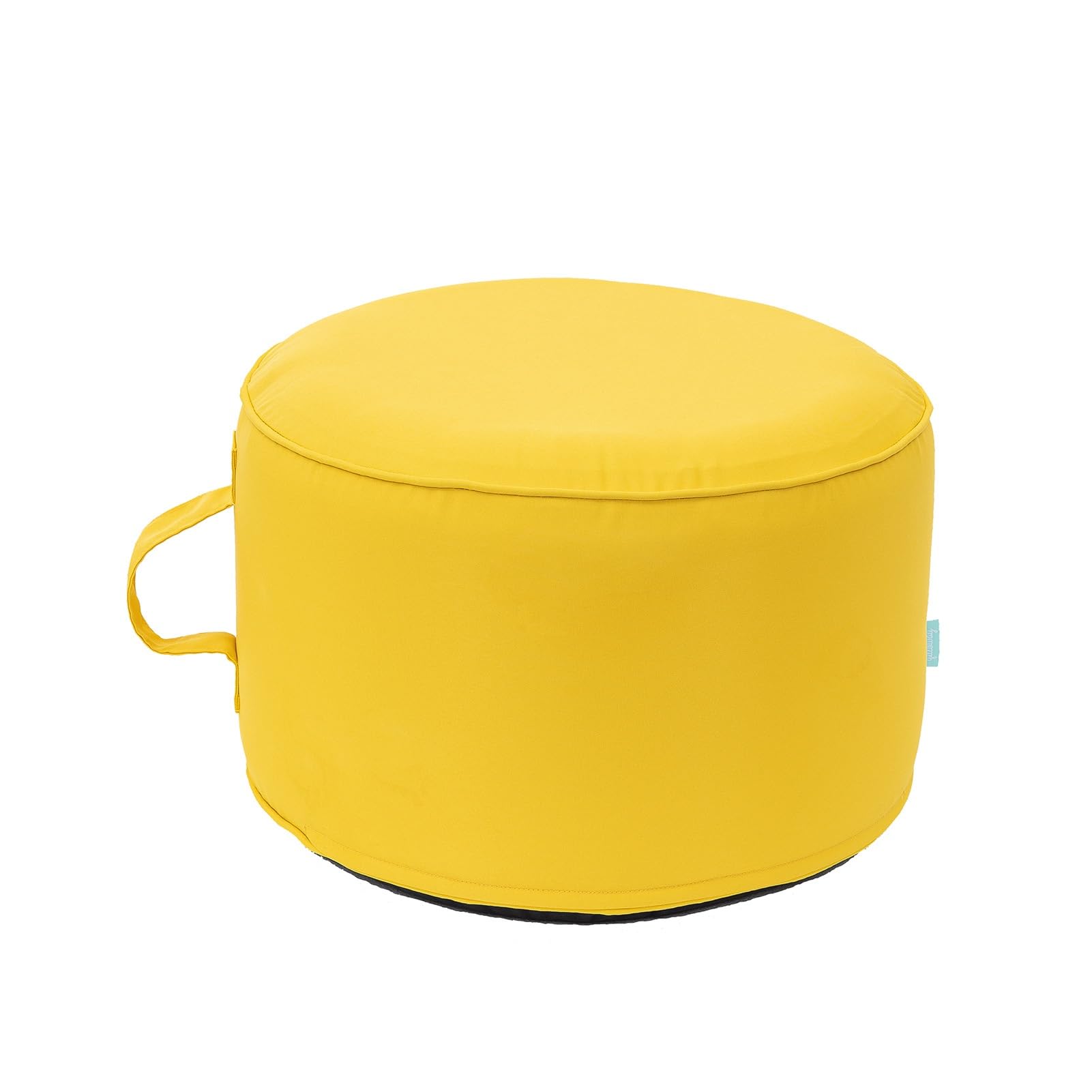 QILLOWAY front view yellow ottoman showing waterproof cover and compact shape for patio comfort