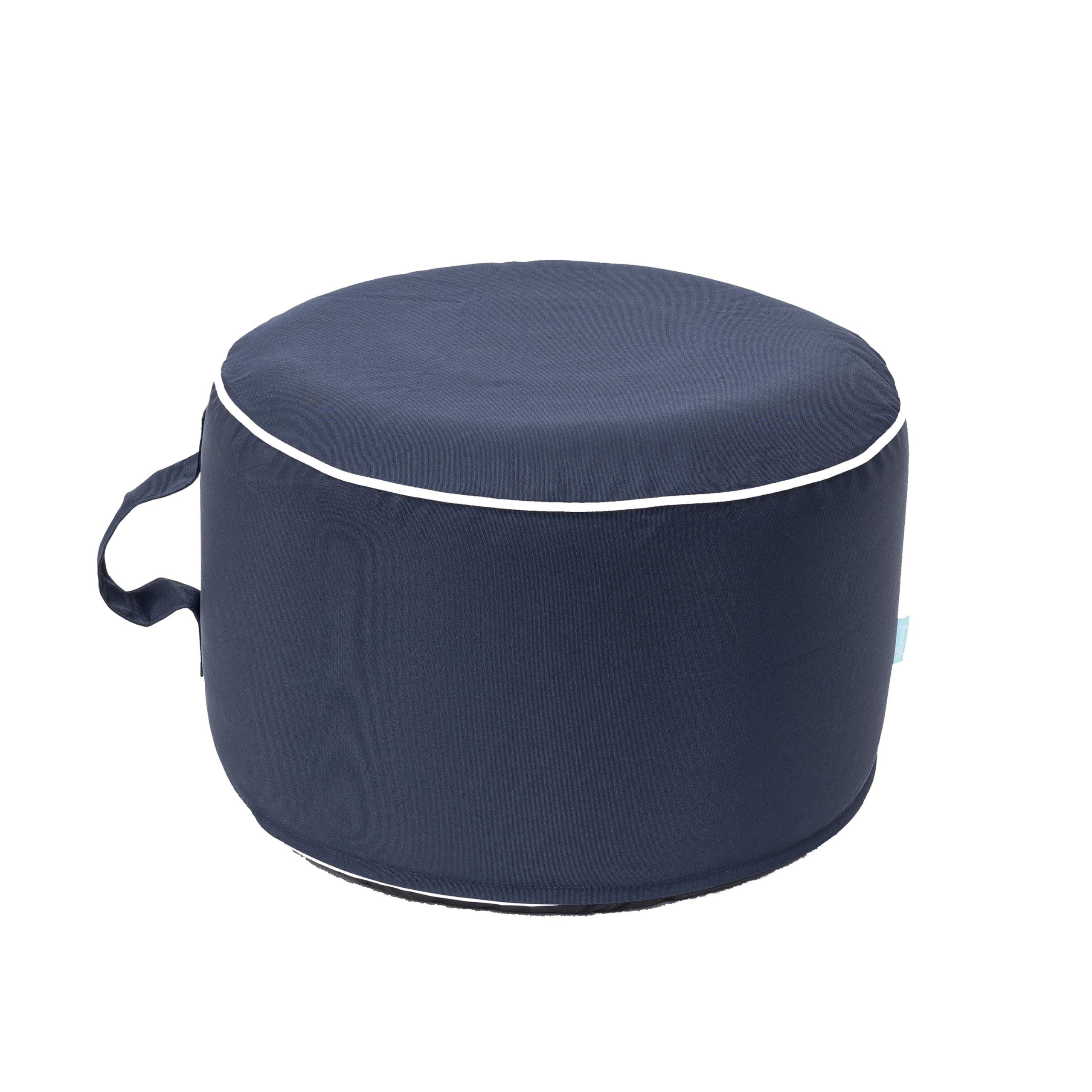 QILLOWAY ottoman front view showing stable round design and comfort