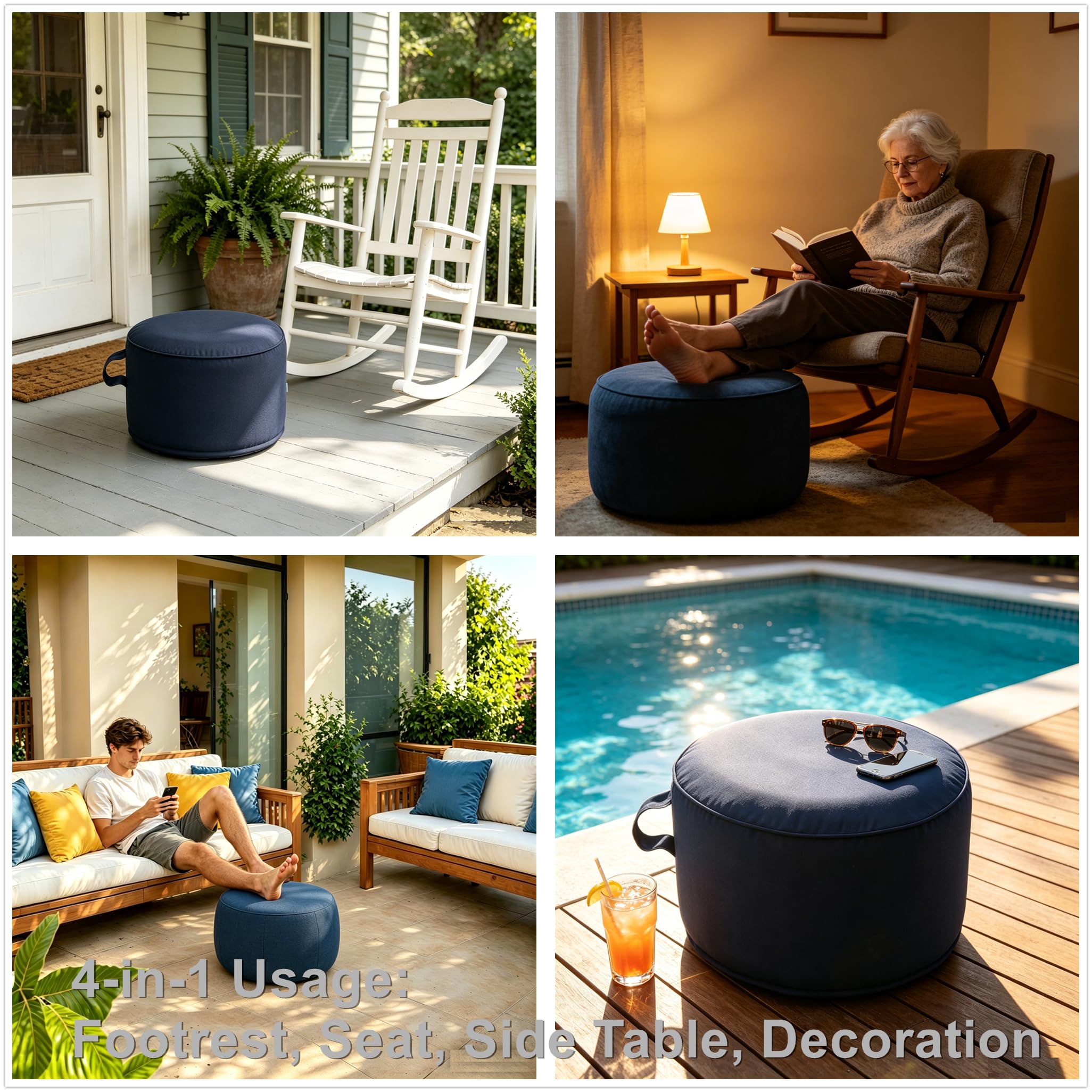QILLOWAY ottoman in use poolside providing comfortable foot support