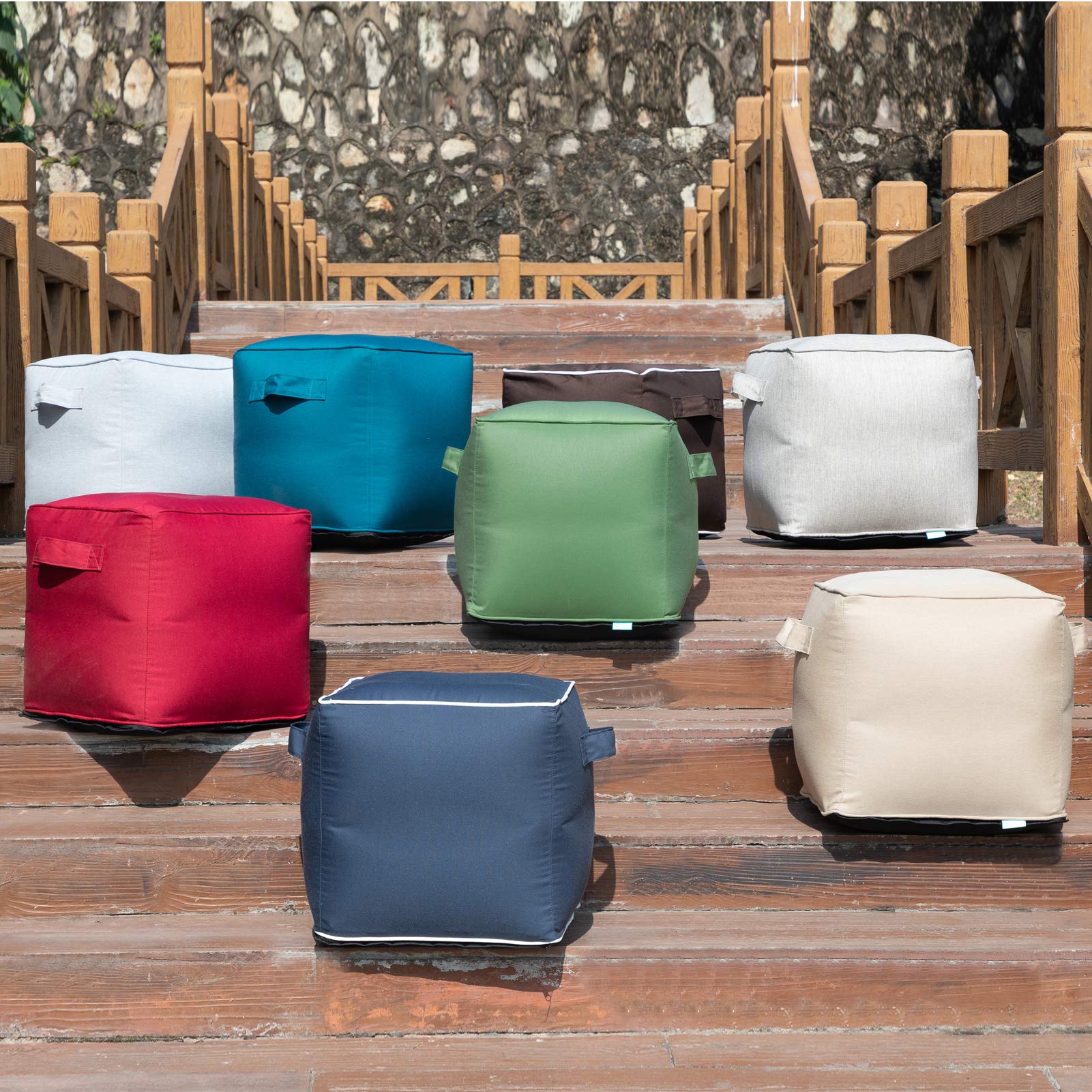 QILLOWAY folded ottoman in travel bag showing compact portability benefit