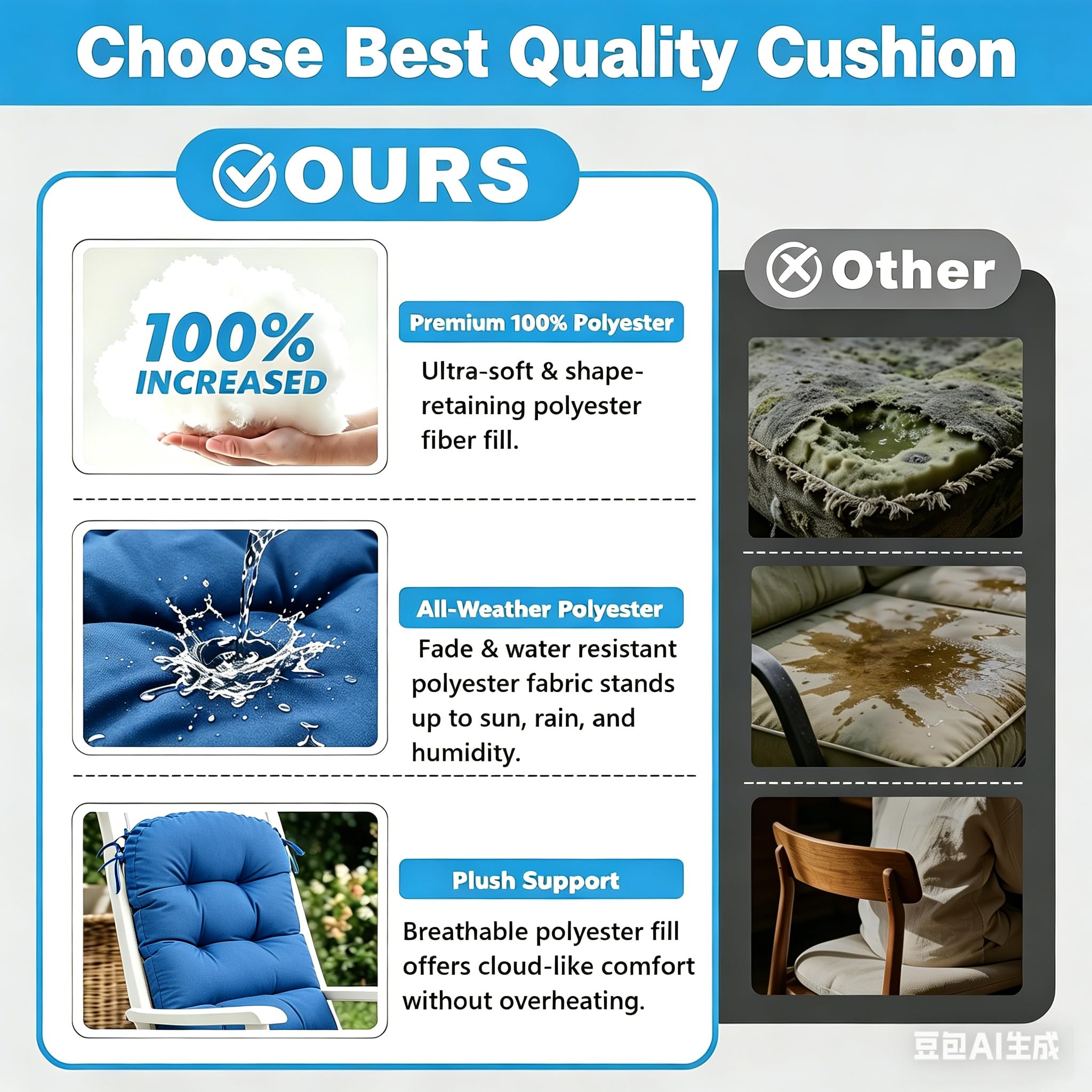 QILLOWAY cushion beside ruler showing accurate 48x20 size and fit