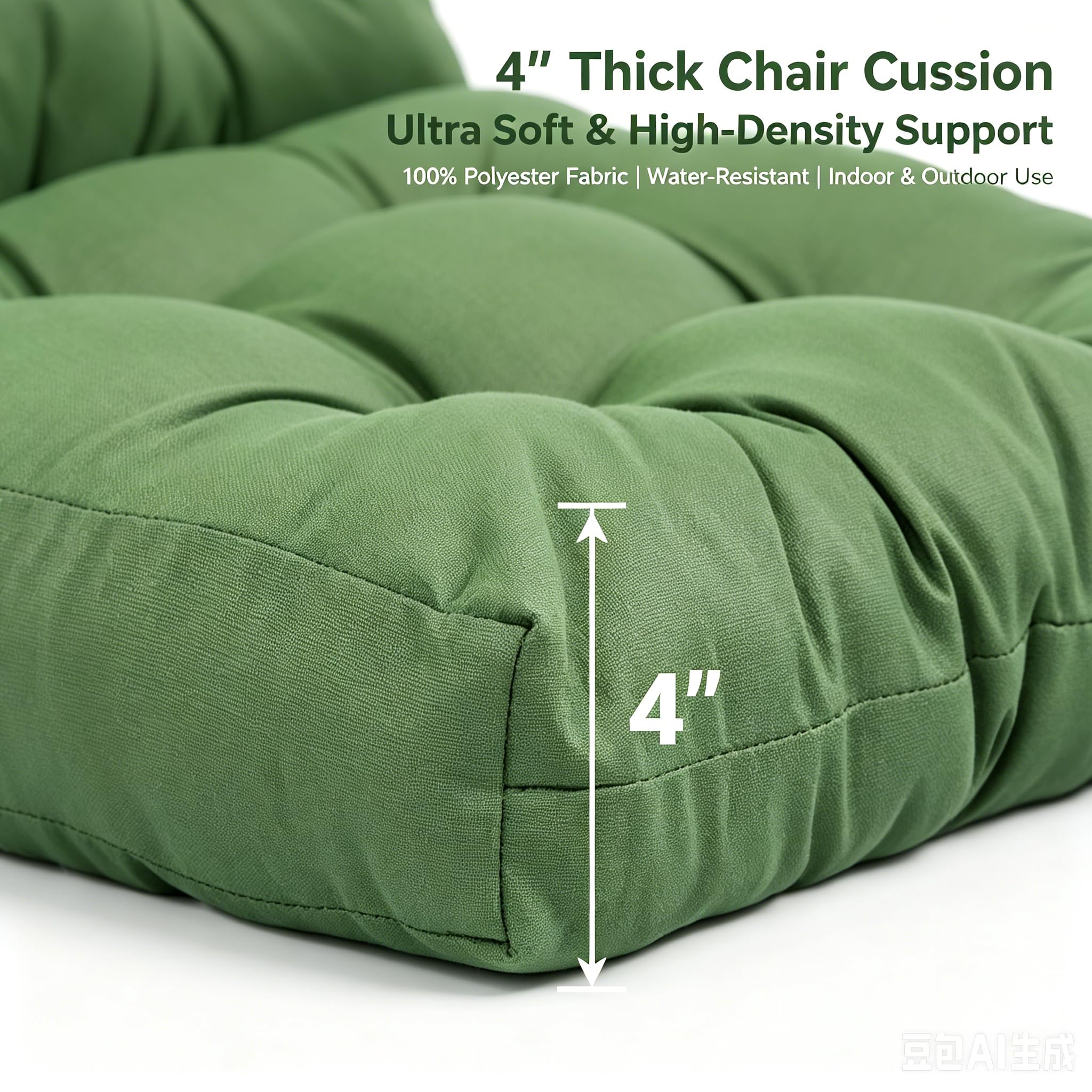 QILLOWAY side profile showing 4-inch thickness for plush outdoor seating
