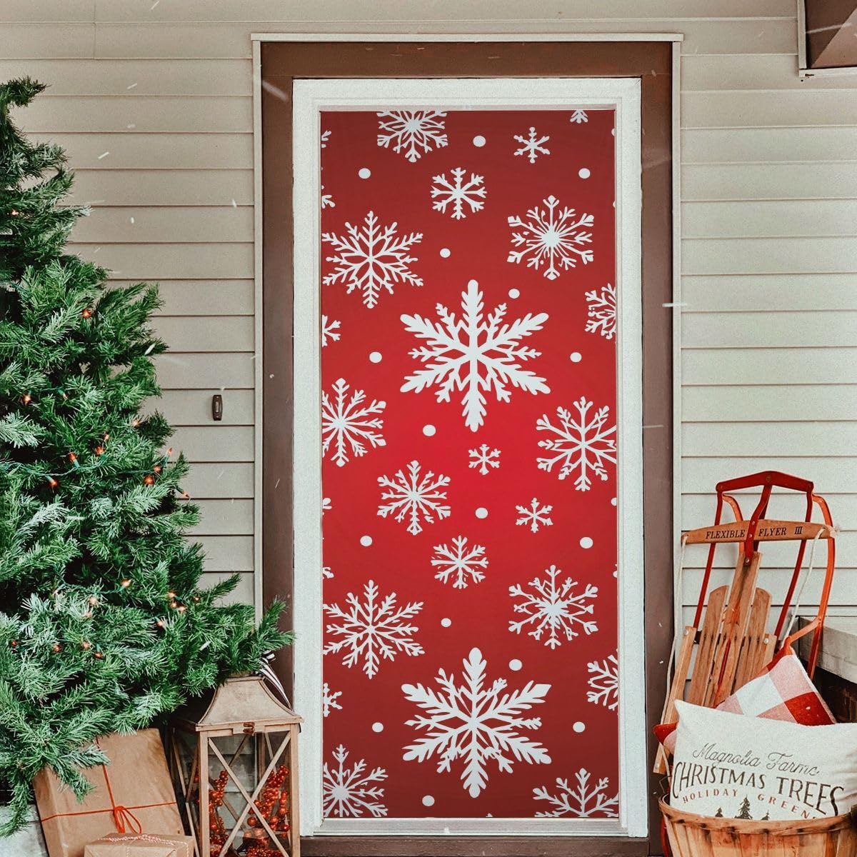 Qilmy festive porch lifestyle scene creating warm seasonal curb appeal