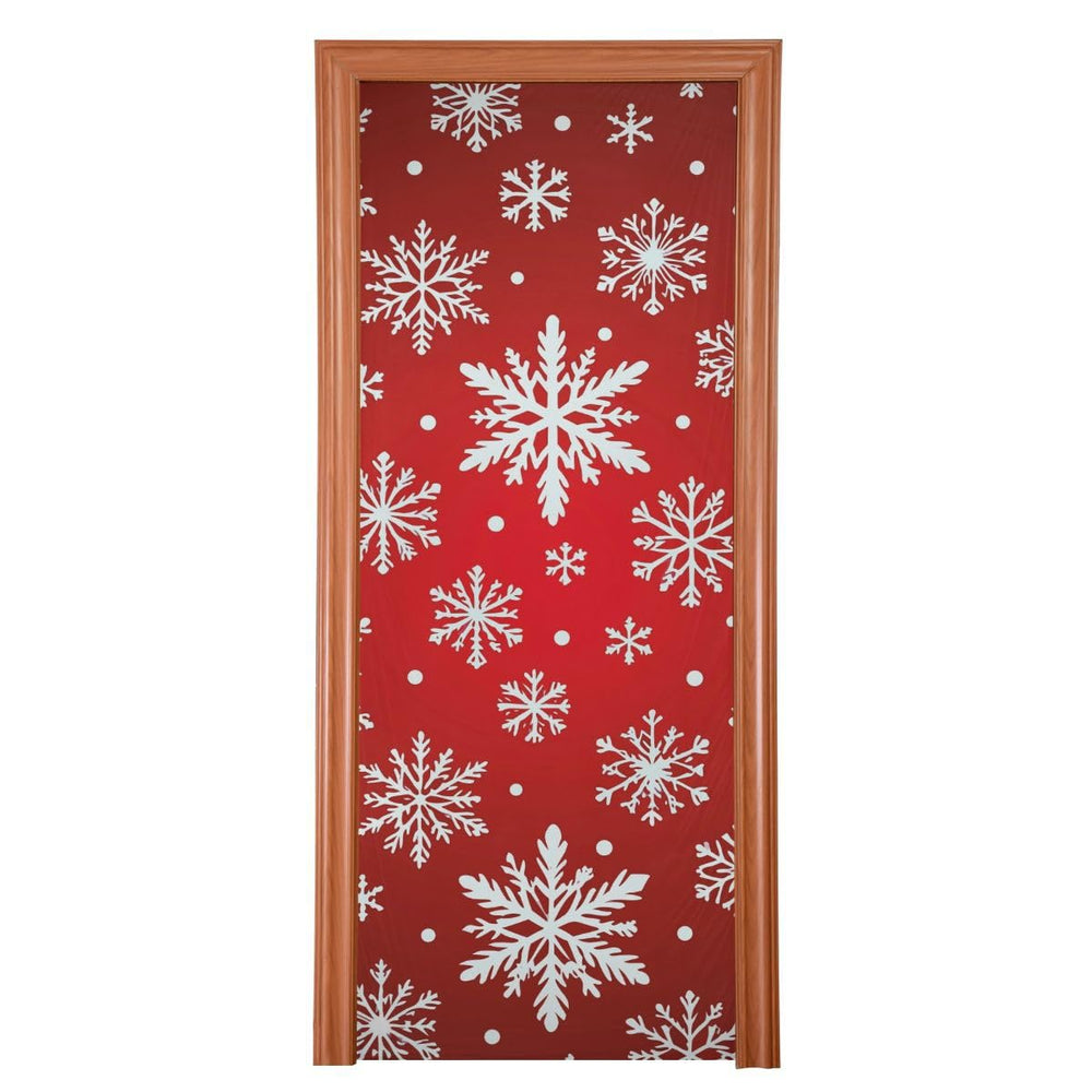 Qilmy front view door cover showing full snowflake print and neat fit