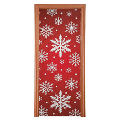 Qilmy front view door cover showing full snowflake print and neat fit