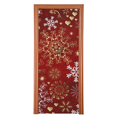 Qilmy front view snowflake door cover showing festive entrance appeal