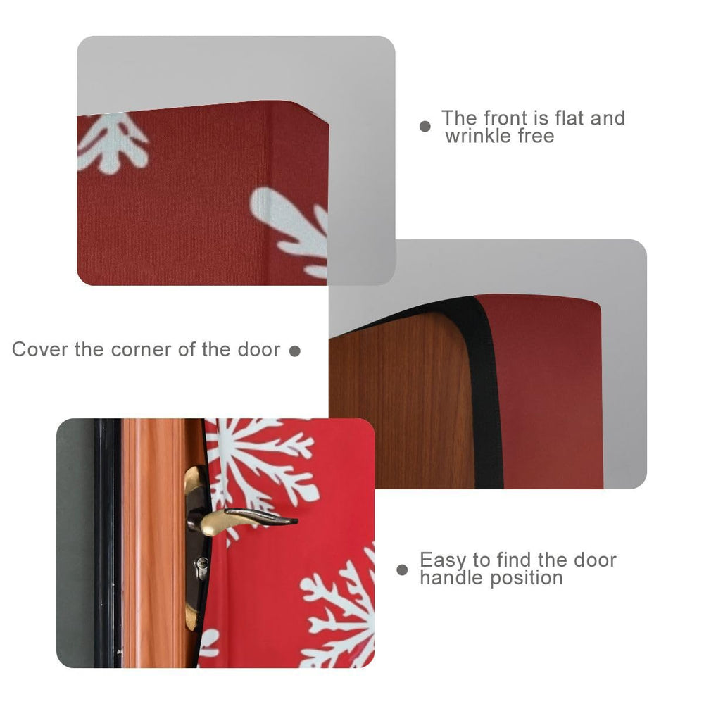 Qilmy installed on wooden front door illustrating decorative transformation