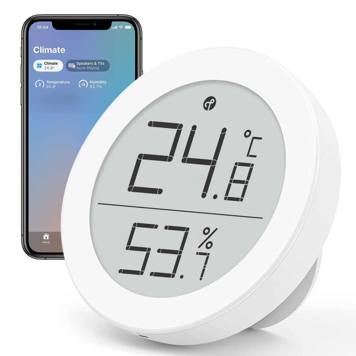qingping front E Ink display showing clear temperature and humidity, easy reading