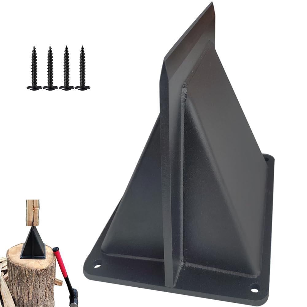 Qinmorelixy front view of wedge showing sturdy steel and stable base, enhances safe splitting