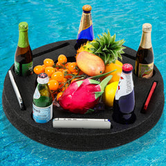 Qinyoung front view of floating tray showing five drink slots and balance
