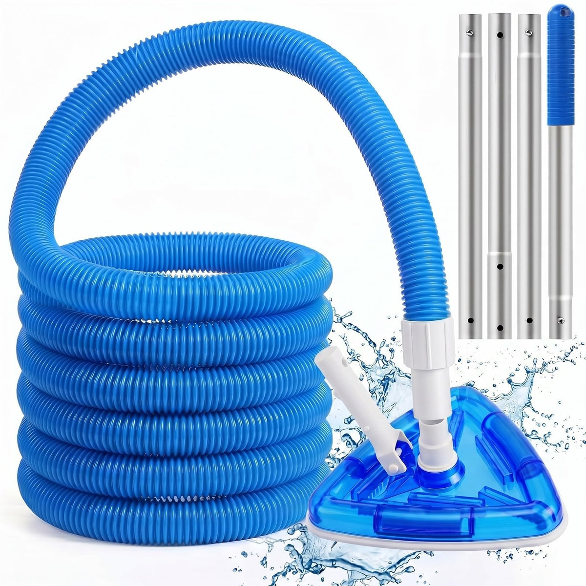 Qinyoung kit front view showing hose, head, and pole for complete cleaning