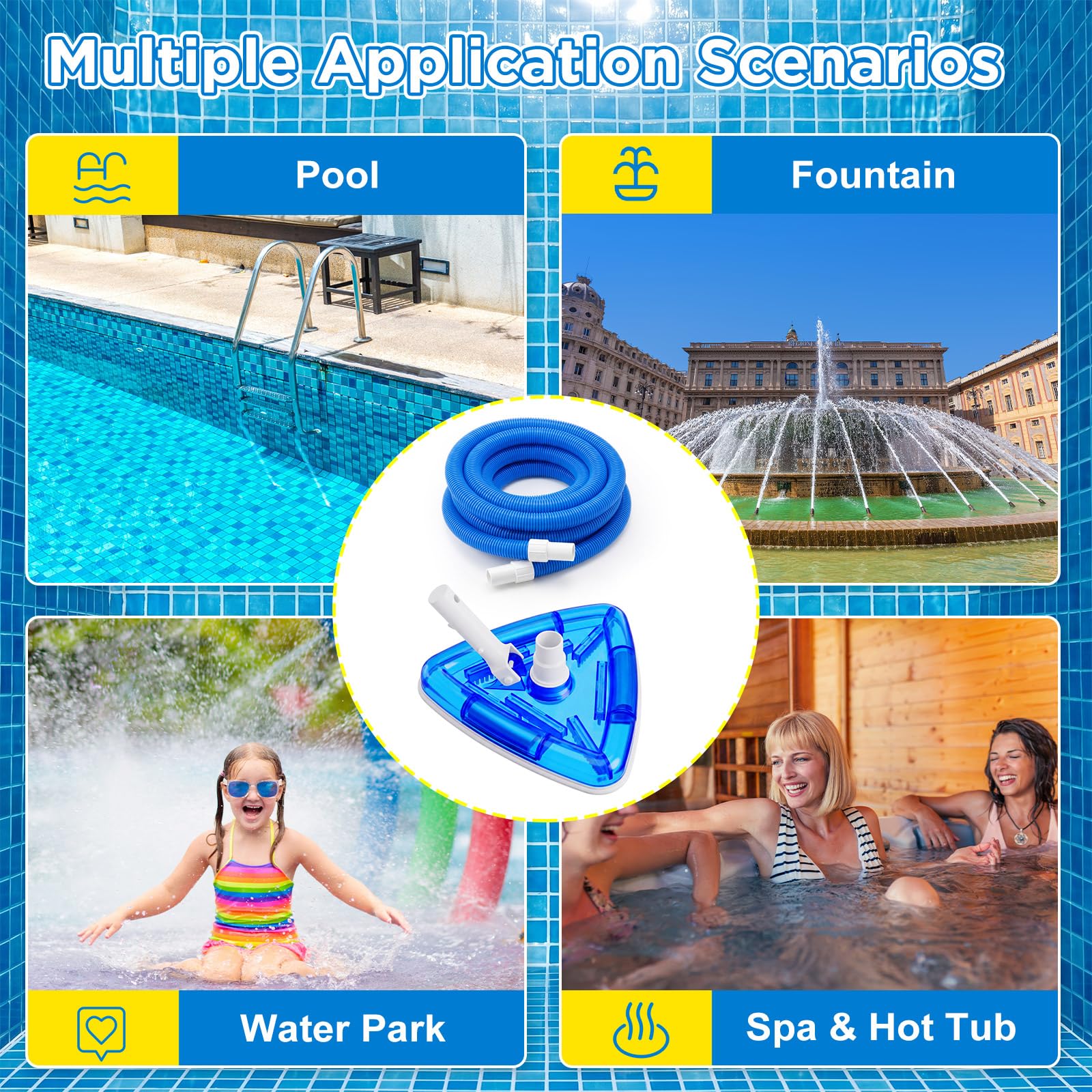 Qinyoung kit in use on residential pool demonstrating efficient debris removal