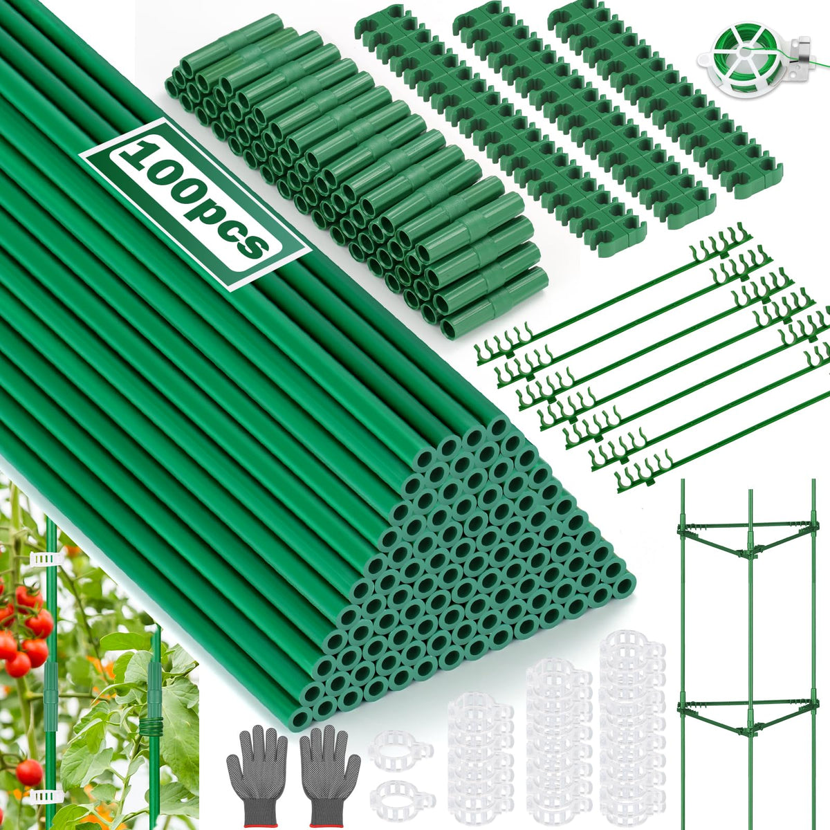 Qinzave front packaging showing full garden stake kit and advantages