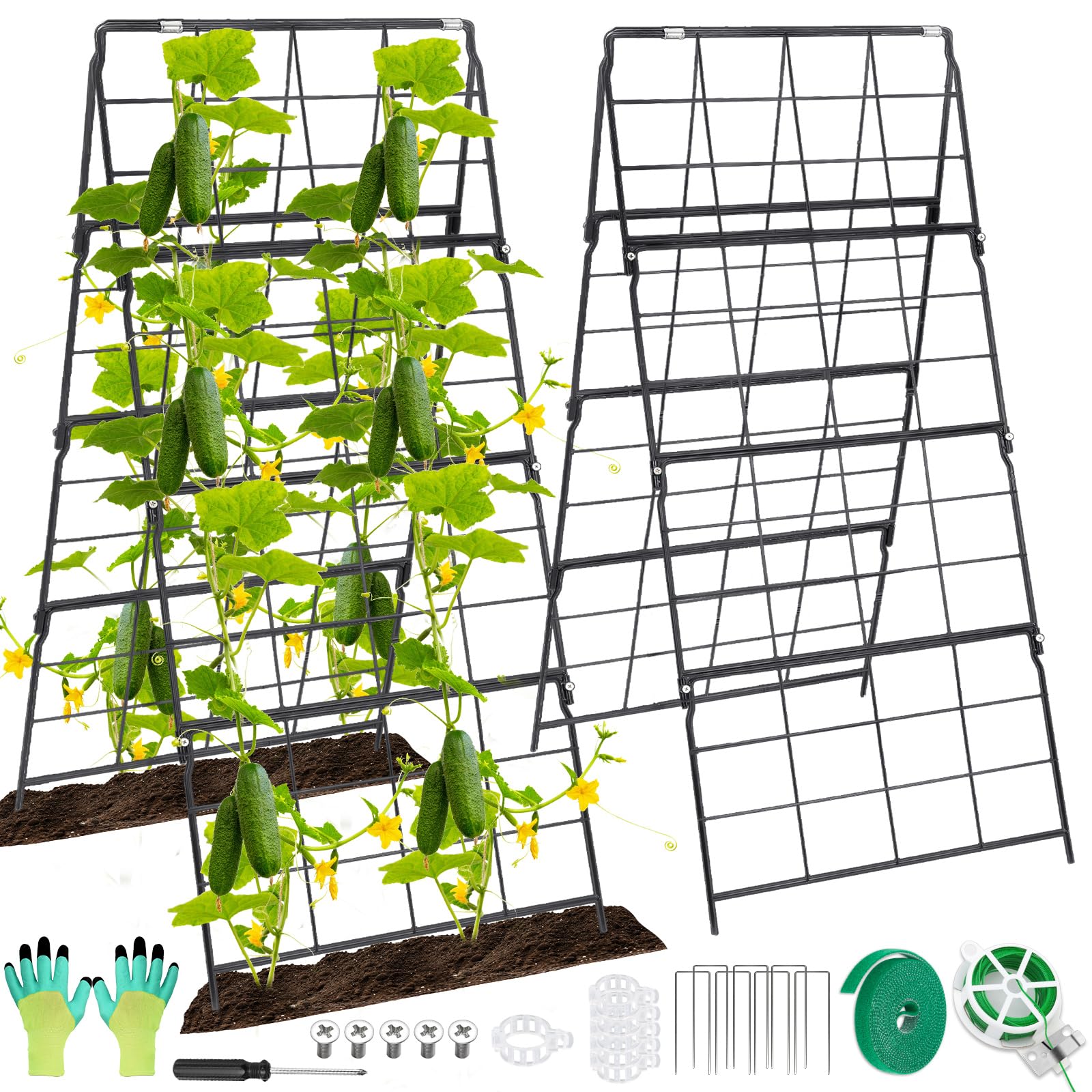 Qinzave front view assembled trellis showing sturdy support and tidy garden benefit