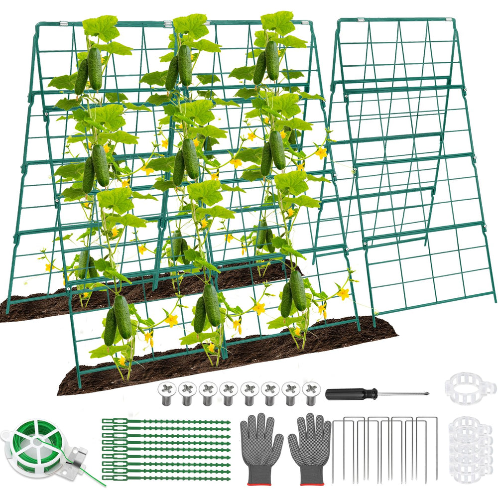 Qinzave front view of folded A-frame trellis showing compact storage benefit