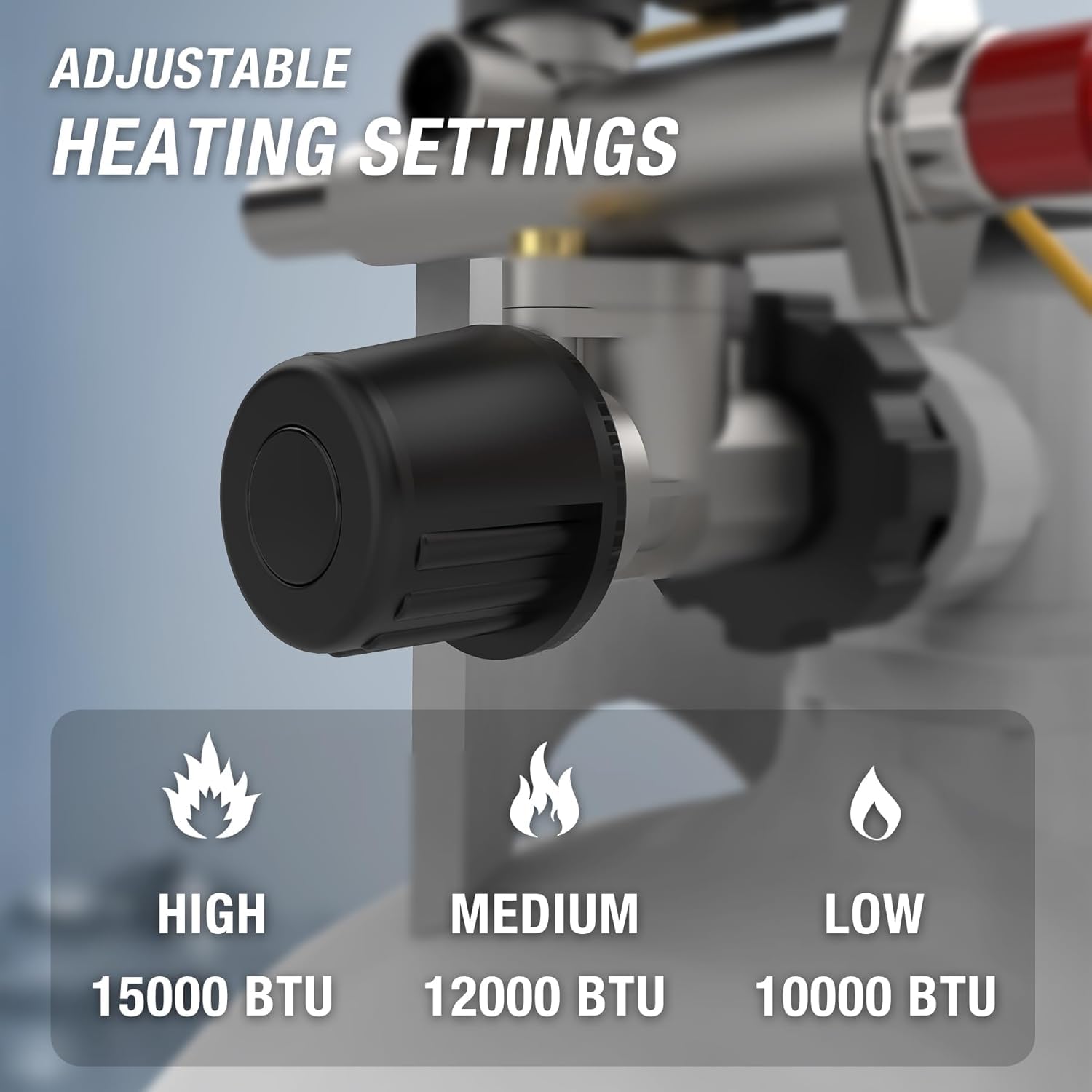 QIOMALA control knob detail for easy temperature adjustment and control