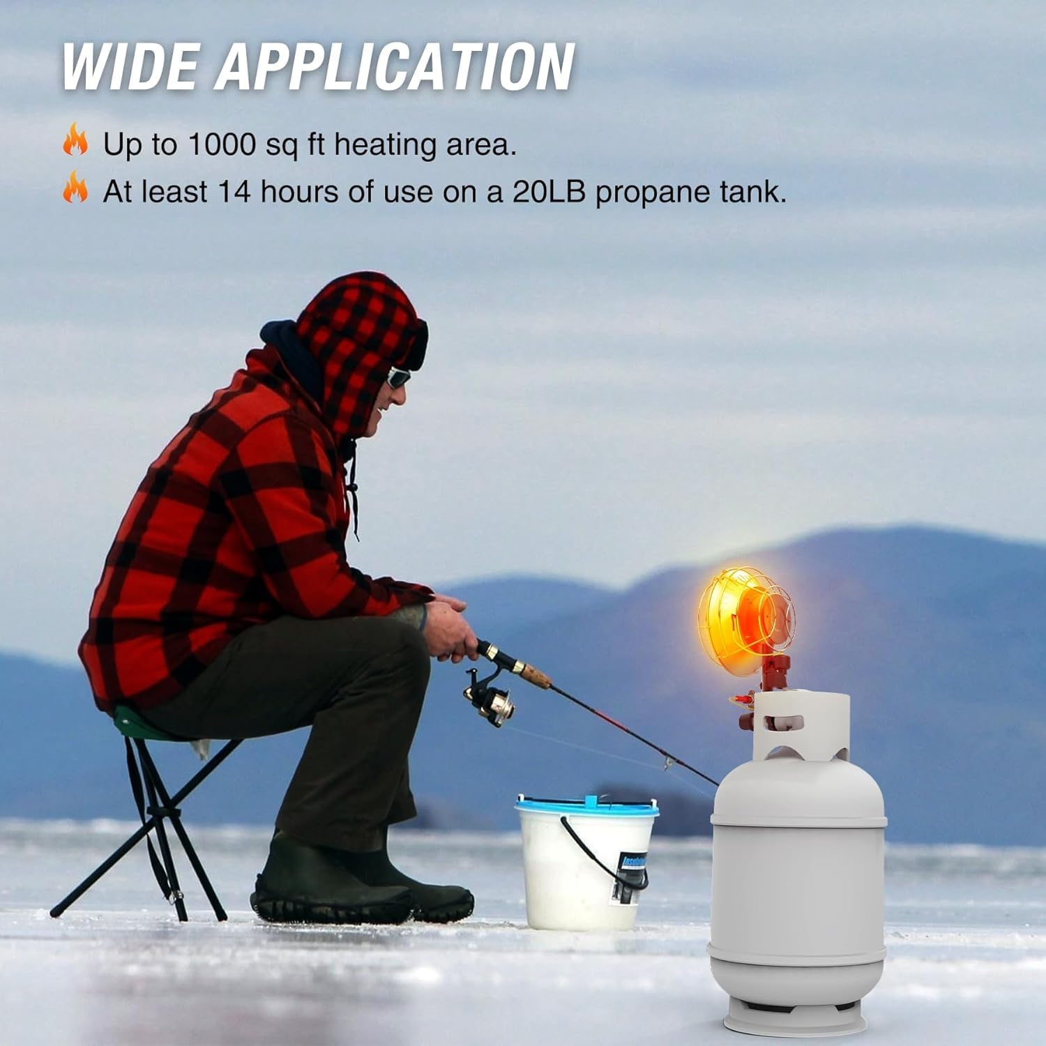 QIOMALA heater mounted on propane tank ready for portable outdoor use