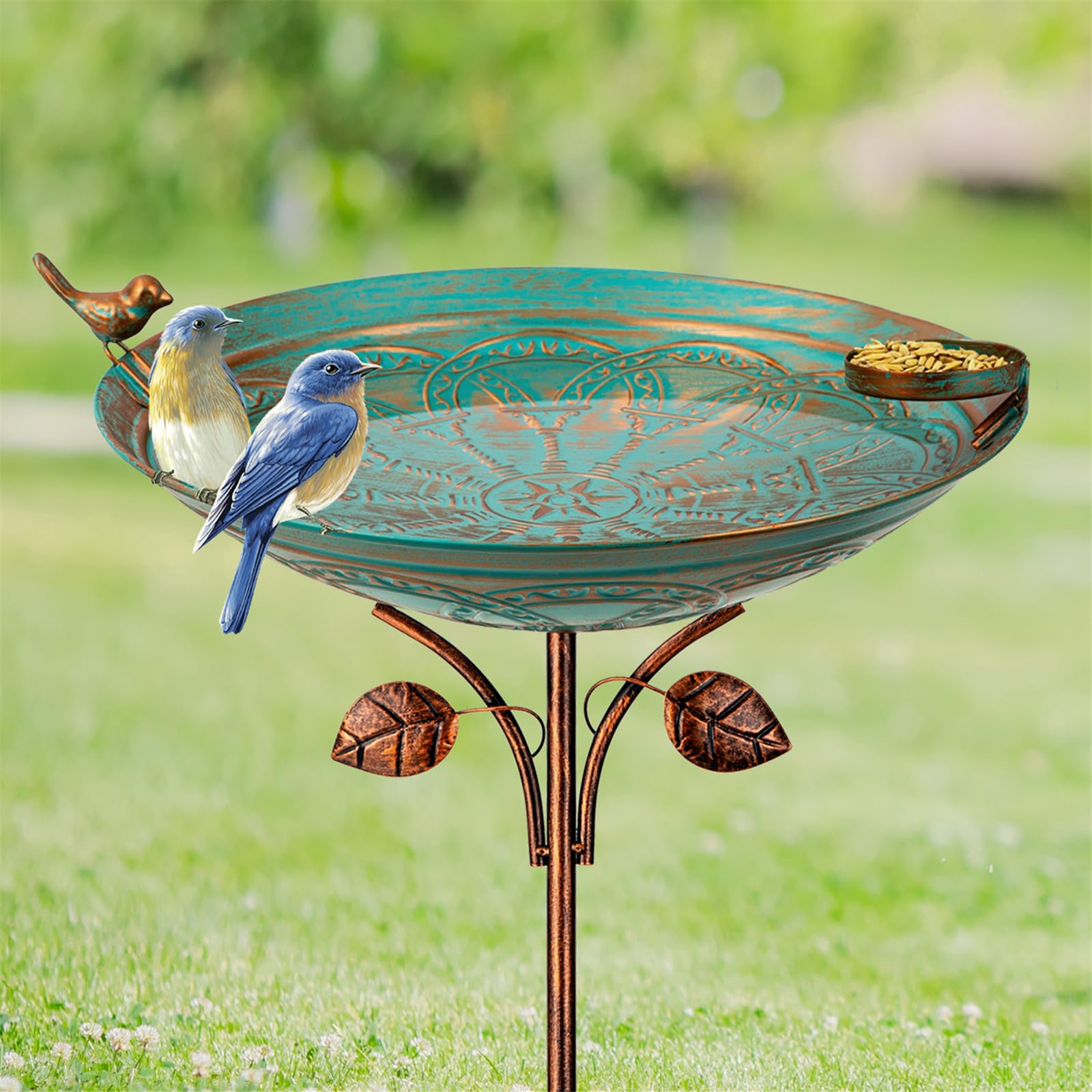 Qipade front view showing full birdbath and garden appeal