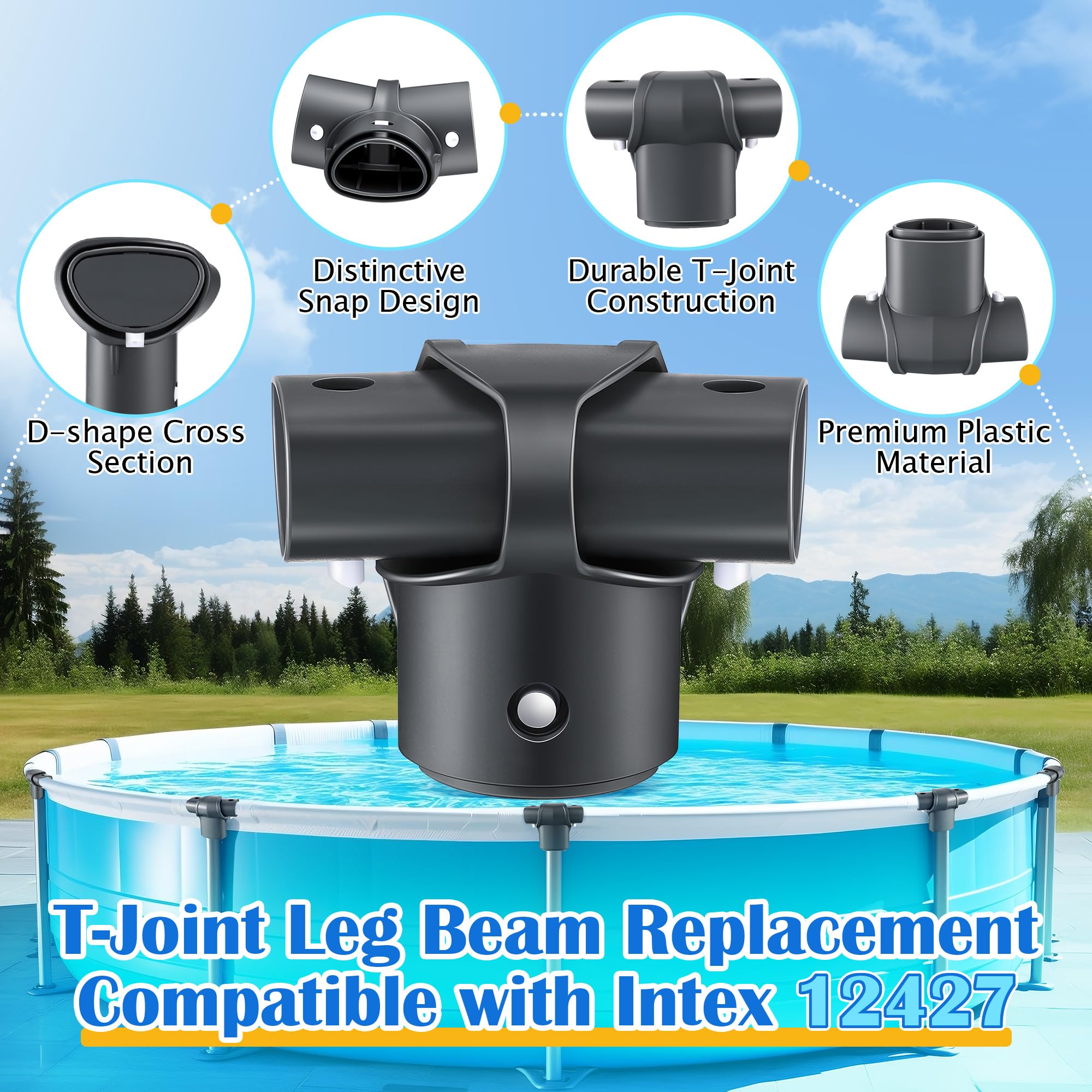 Qiyaz T-joint installed on pool frame demonstrating restored frame stability