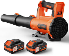 QIYORL front profile of leaf blower showing powerful compact design and easier handling