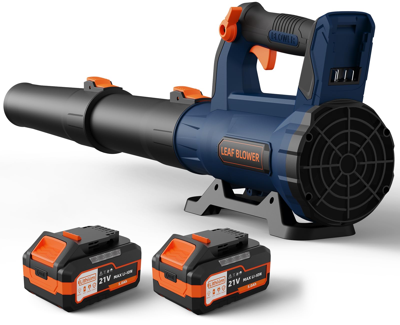 QIYORL front view of cordless leaf blower showing compact design and power
