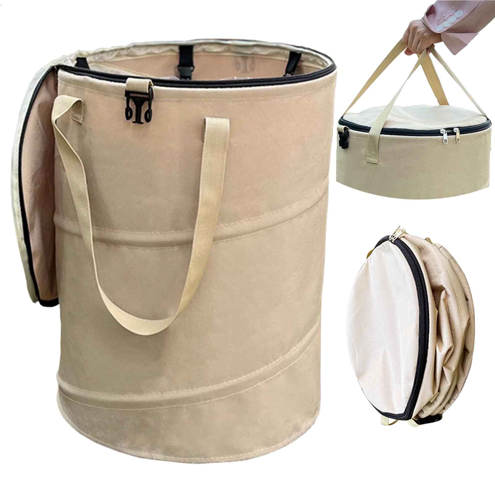 QJXX front view pop up trash can showing upright, durable structure and lid for secure use