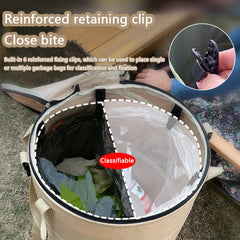 QJXX in use collecting leaves in a yard to speed garden cleanup and transport