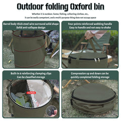 QJXX pop-up steel-wire frame detail keeping the bin upright and stable