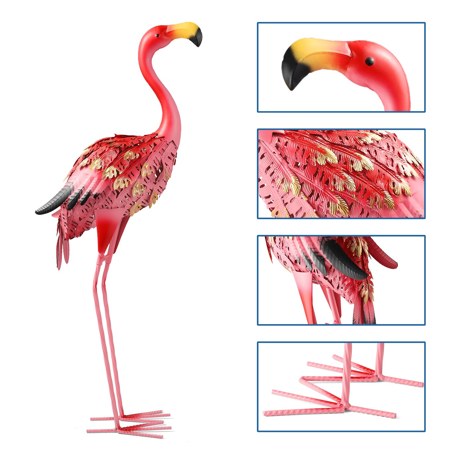 QNGCOLRCY flamingo staged in a flower bed adding colorful outdoor charm