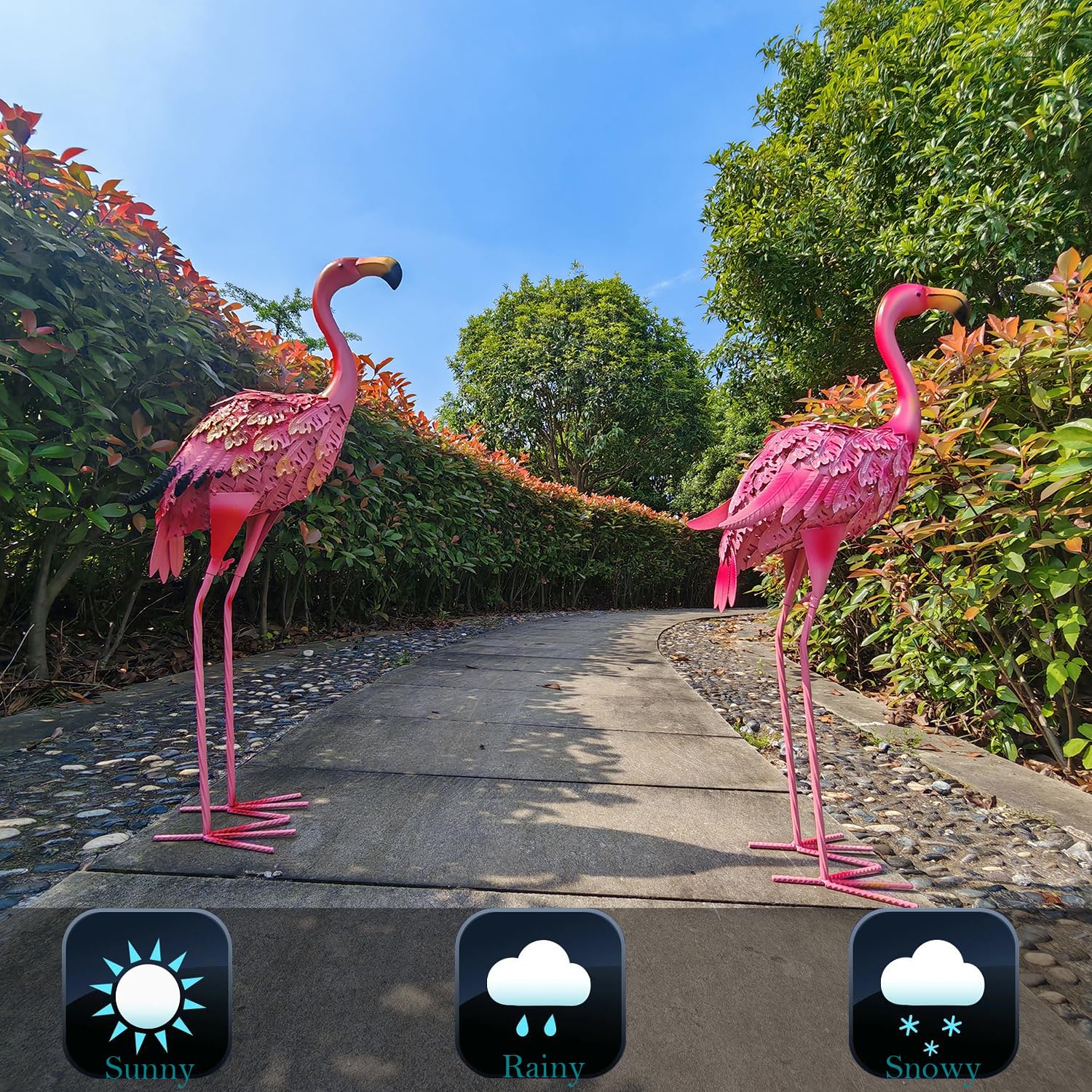 QNGCOLRCY flamingo beside a ruler showing 25.8in height for scale
