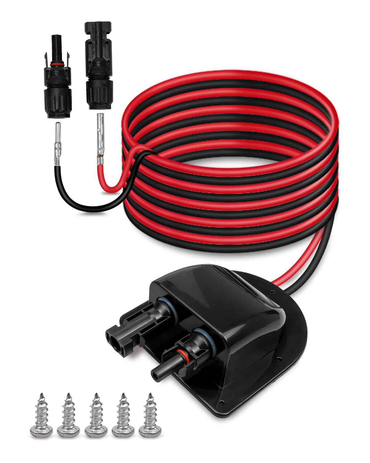 QNHEAY front view showing MC4 connector and waterproof design benefit