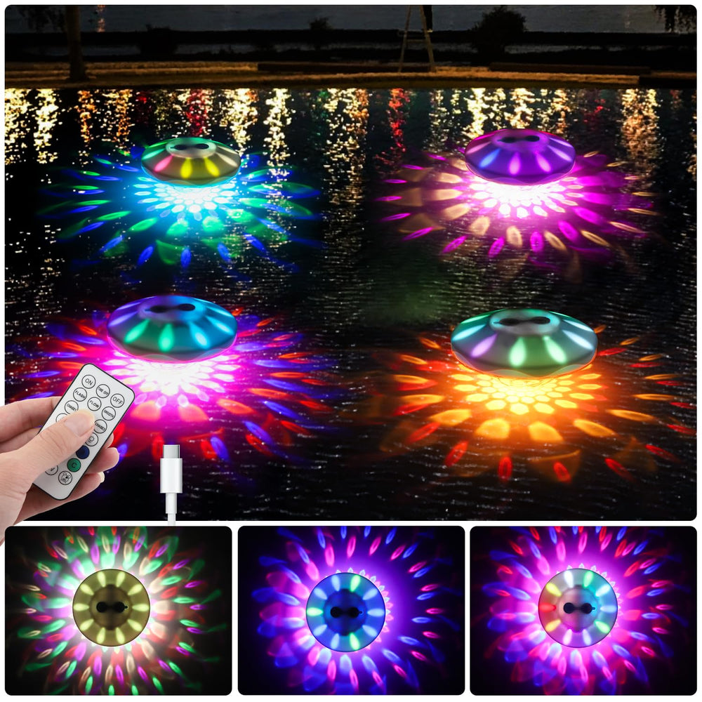 QOLNBY front view of four floating lights showing bright colors