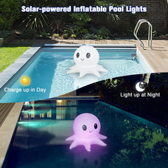 qoolife octopus floating in pool at night creating vibrant ambiance