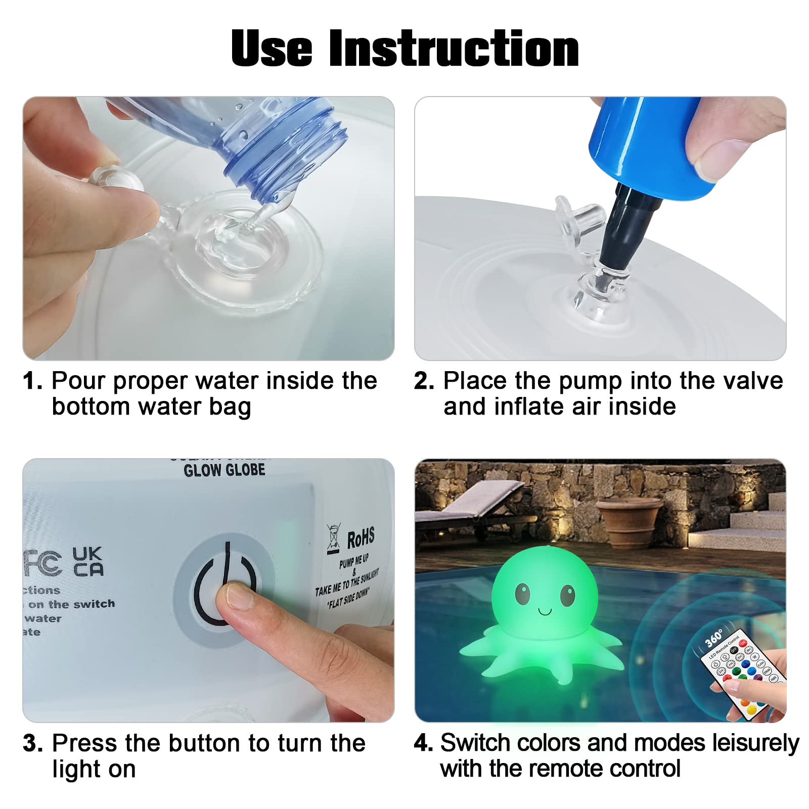 qoolife octopus remote with mode buttons for easy color control