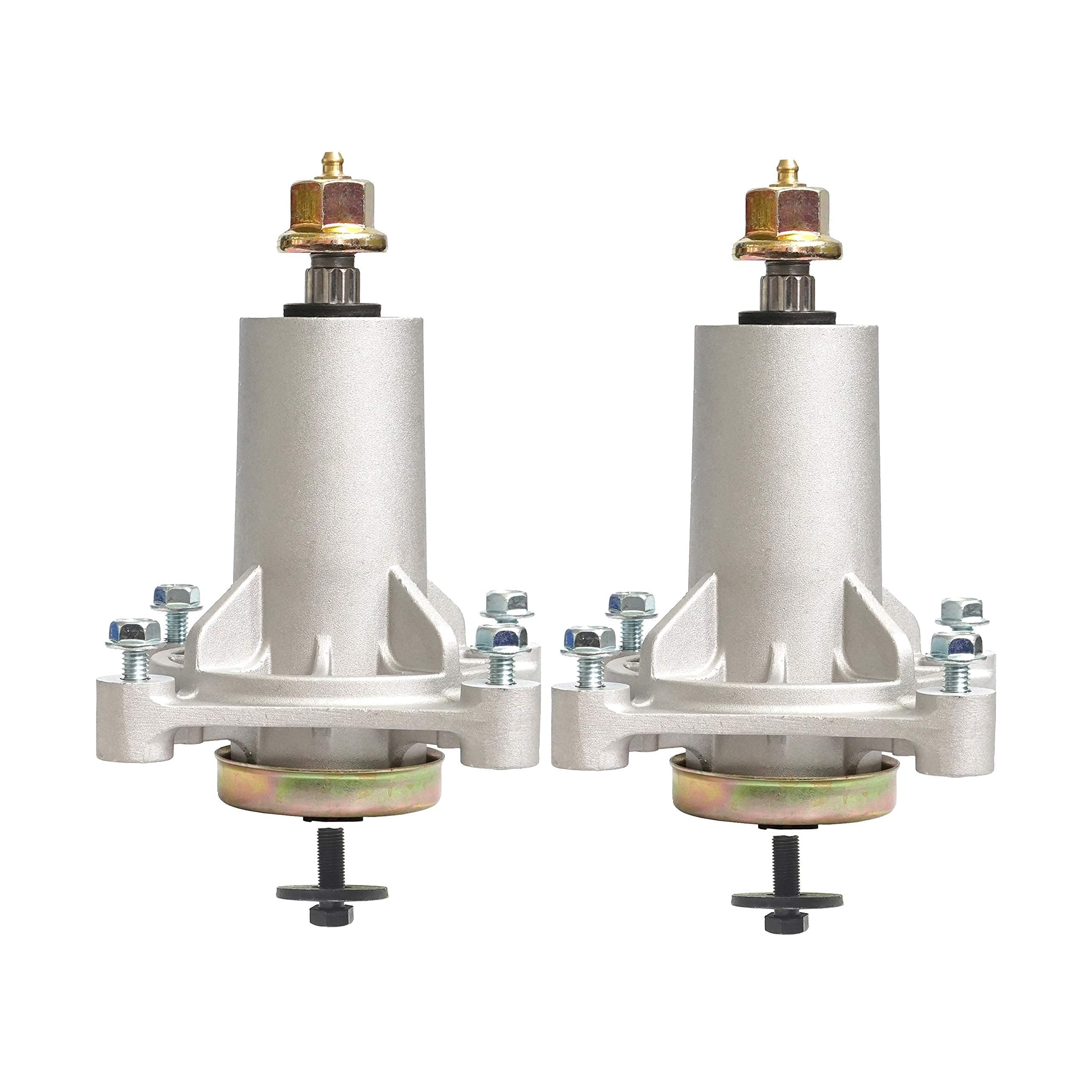 q&p spindle assembly front view showing mounting flange and shaft for easy replacement
