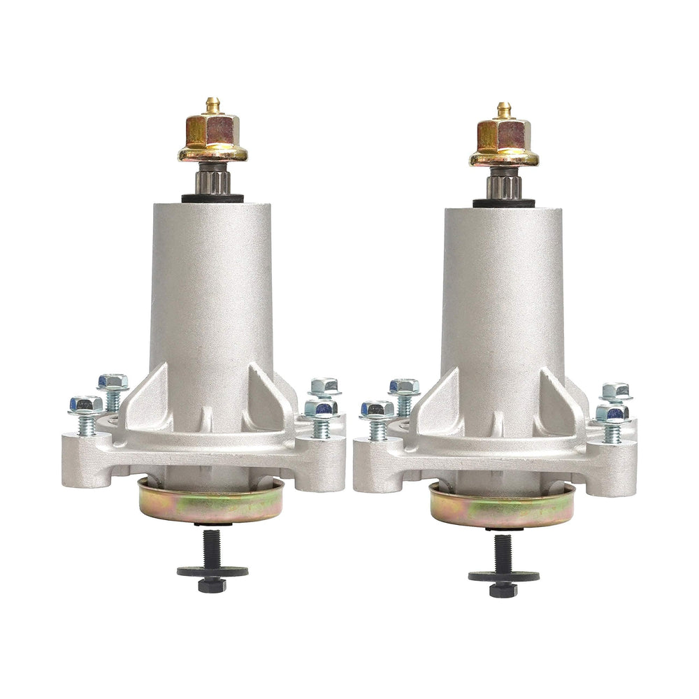 q&p spindle assembly front view showing mounting flange and shaft for easy replacement