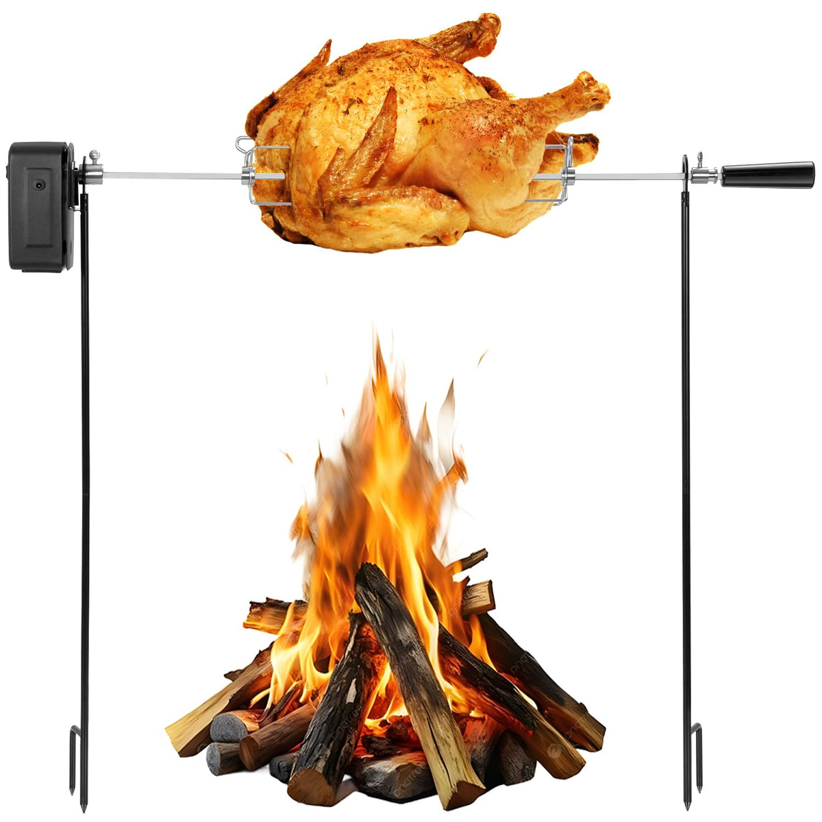 QPMR rotisserie front assembly showing full kit and stable setup benefits