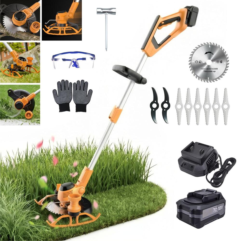 Qrachic in a yard lifestyle shot showing faster, more comfortable lawn care