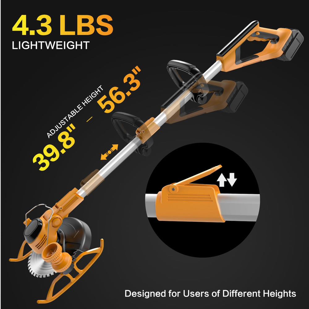 Qrachic next to lawn mower illustrating size and maneuverability benefits