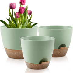QRRICA front view of three green planters showing size variety and neat look