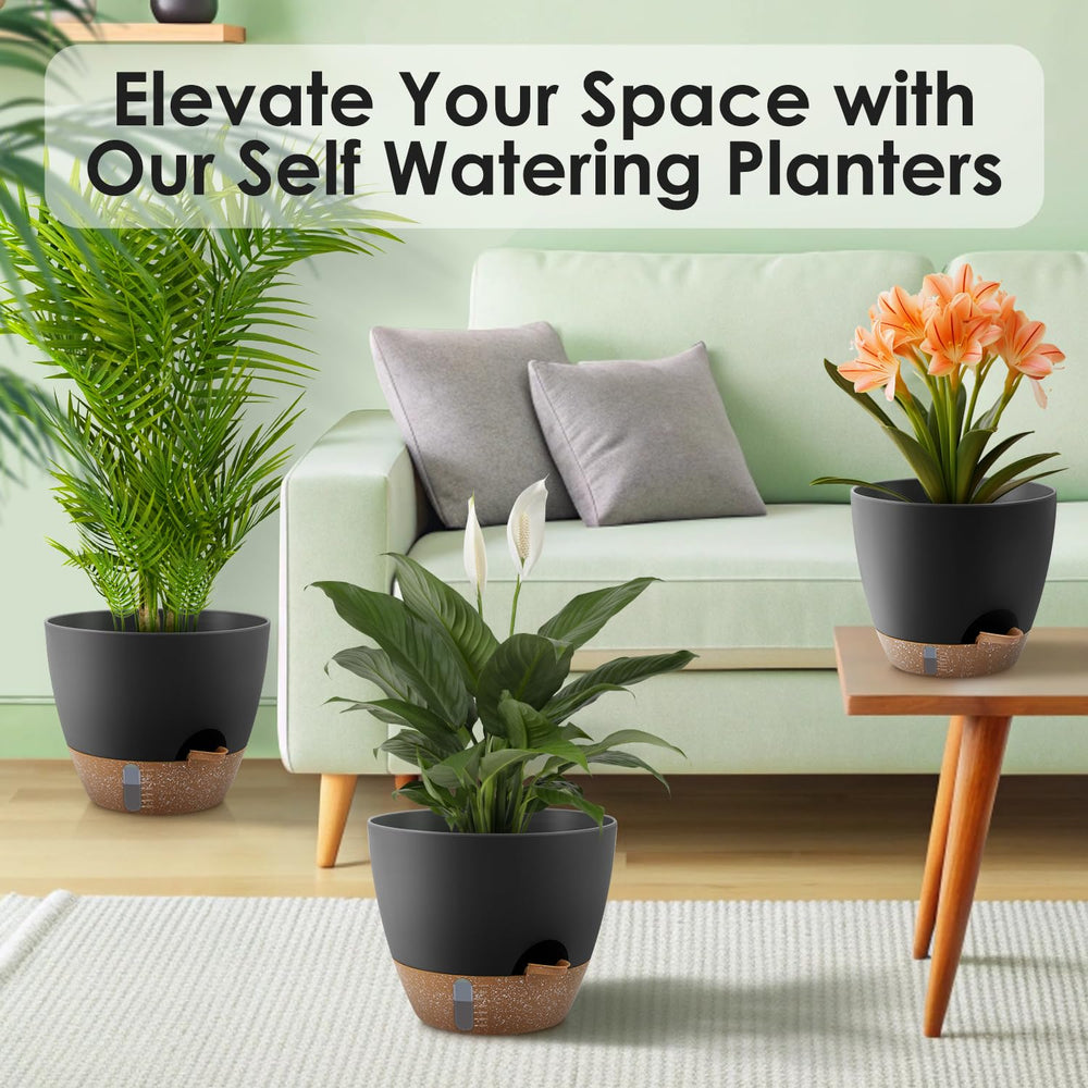 QRRICA planter in living room setting enhancing décor while reducing watering