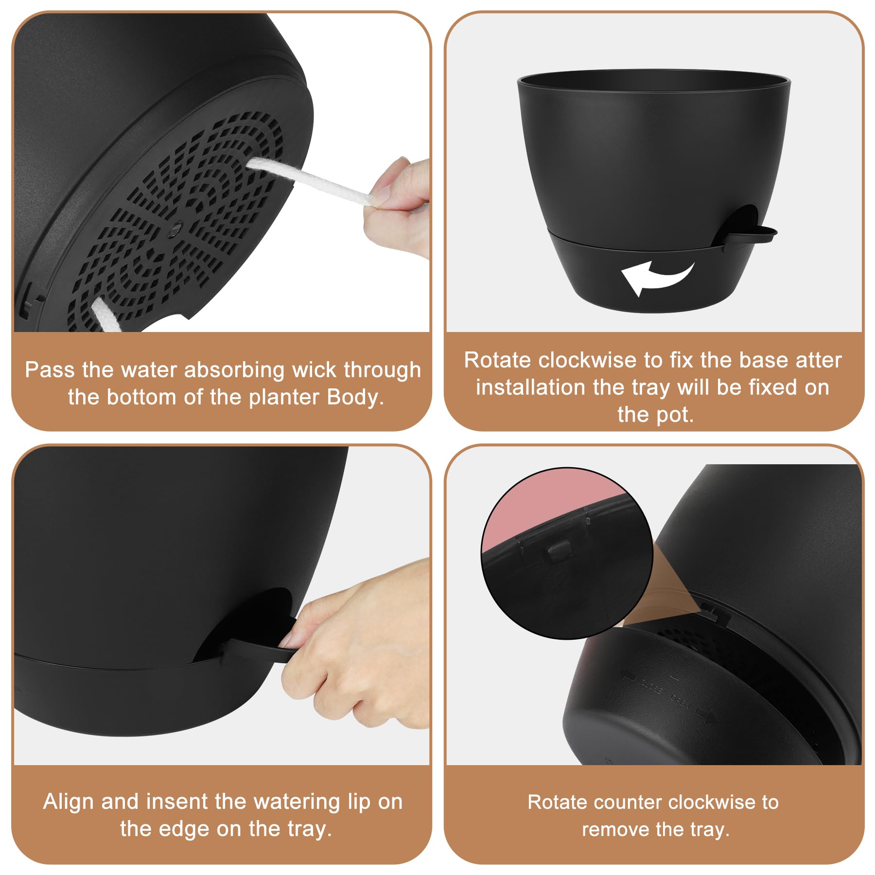 QRRICA closeup of removable watering reservoir highlighting effortless refill access
