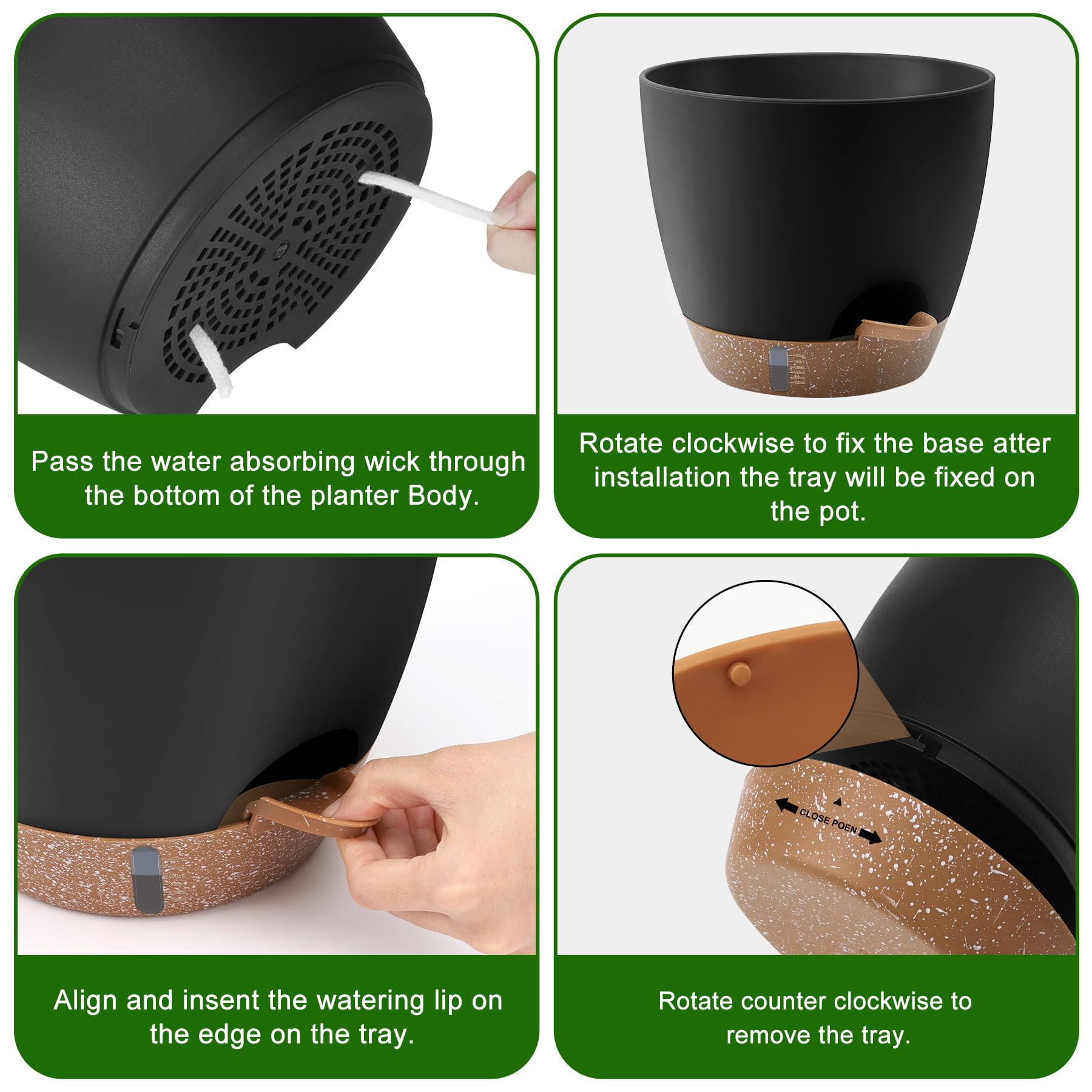 QRRICA saucer and reservoir view preventing spills and protecting surfaces