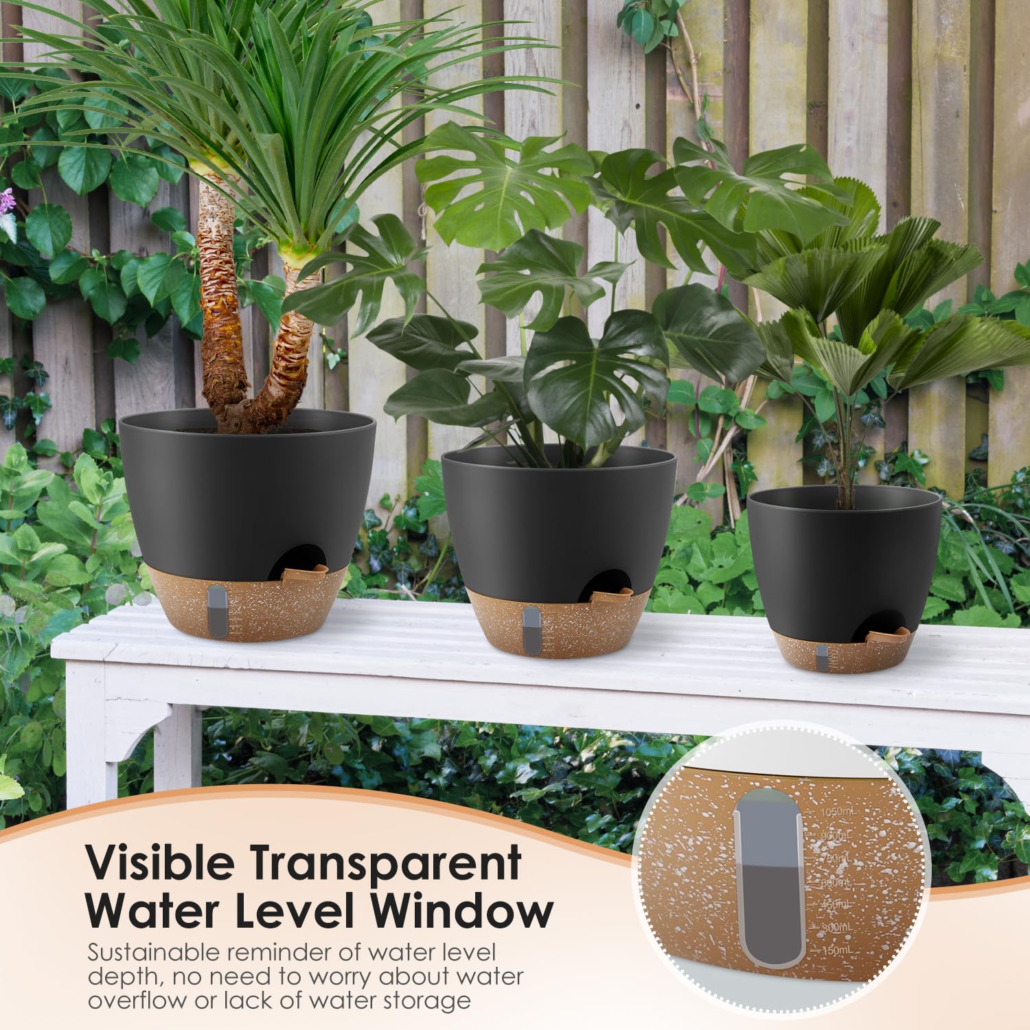 QRRICA size comparison of 12, 10, 9 inch pots demonstrating scale choices