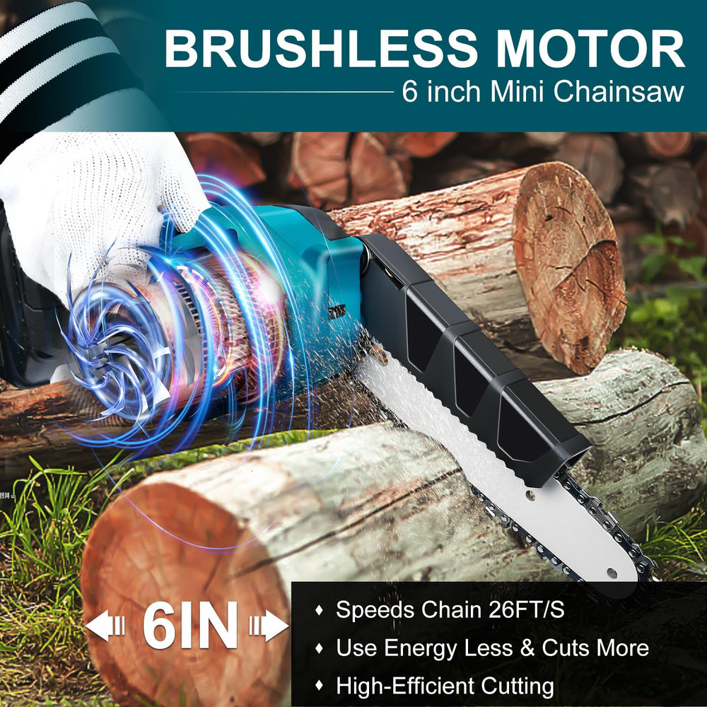 QSDXNYDC guide chain and 6-inch bar detail highlighting durable cutting edge