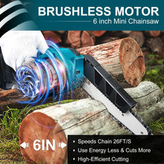 QSDXNYDC guide chain and 6-inch bar detail highlighting durable cutting edge