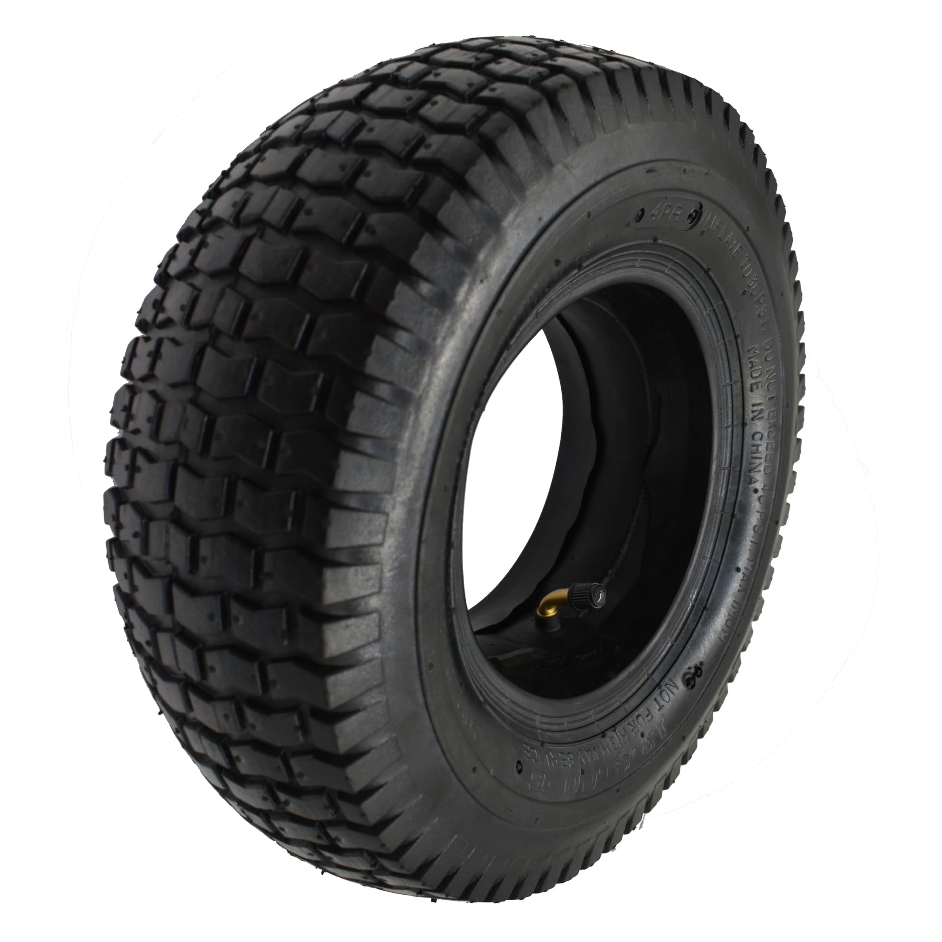 QsEzDo front view of 13x5.00-6 tire and tube set showing full profile and fit benefit