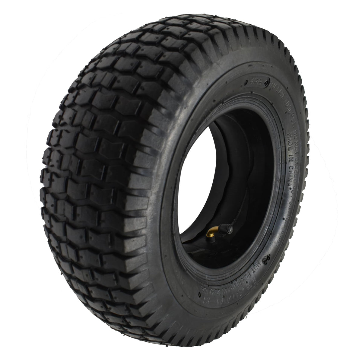 QsEzDo front view of 13x5.00-6 tire and tube set showing full profile and fit benefit