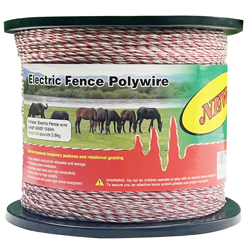 QSHOHSQ front view roll showing bright red and white polywire, easy identification and transport