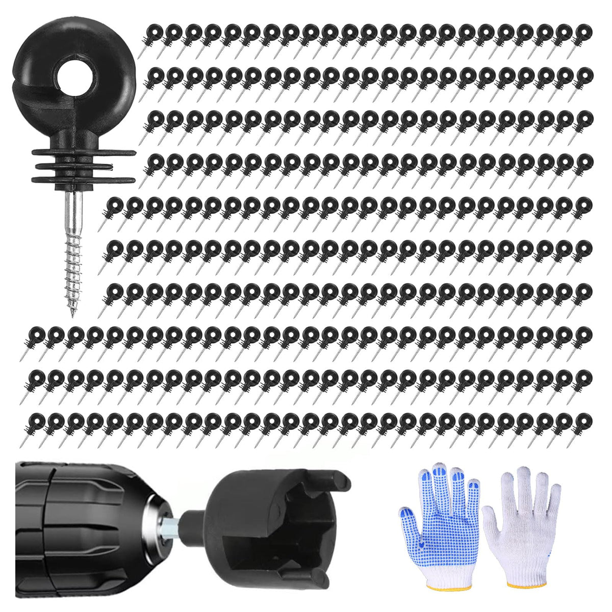 QSHOHSQ front pack of 300 insulators kit showing contents and benefit